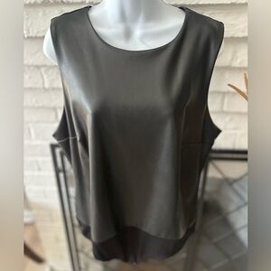Express Black Faux Leather Sleeveless Bodysuit